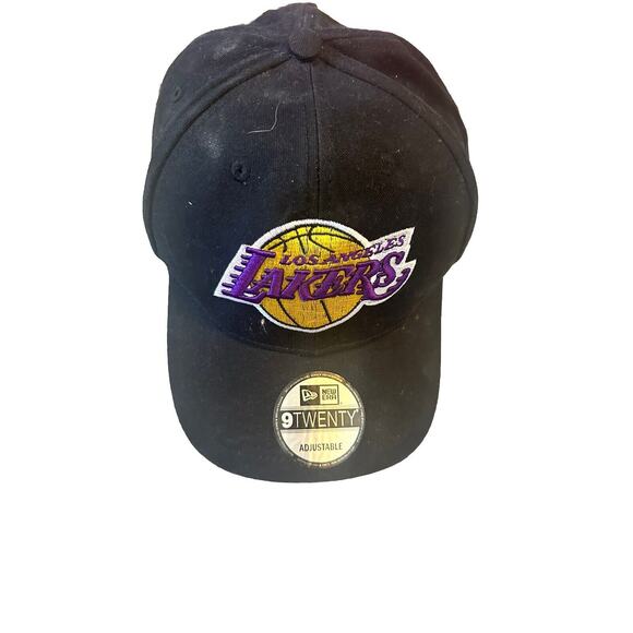 New Era- Los Angeles Lakers Basketball Cap - Black Adjustable Strap - Picture 1 of 4